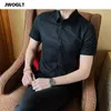 40 kg-130kg Lato Nowe Koszulki Casual Moda Bawełna Krótki Rękaw Slim Fit Men Social Shirts Button Down White Dress Koszula 6XL 8XL G0105