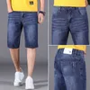 Shan Bao Classic merk geborduurde lichtgewicht rechte denim shorts zomer jeugd heren mode dunne stretch jeans 210531