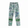 Vuwyv vrouw broek groene print rechte been vrouwen hoge taille broek voor vrouwelijke zomer mode y2k streetwear 210430