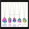 Necklaces & Pendants Colorful Stone Crystal Pendant Woman Kids Jewelry Design Fashion Necklace Gift Natural Multicolor Zyp