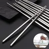 Stainless Steel Chopsticks Set Chinese Metal Non-Slip Chopstick Kit Portable Reusable Sushi Sticks Home Köksredskap