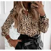 Foridol Elegant Leapard Dot Ruffles Shirt Women Sexy V Neck Long Sleeve Autumn Winter Blouses Ladies Fashion Top 210415