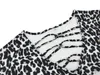 Camisetas holgadas informales a la moda para mujer, camisetas con tirantes cruzados de Color leopardo a juego de retazos con cuello en V, jersey de manga larga para primavera y otoño, Tops 210522
