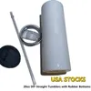 USA STOCKS Sublimation 20oz Straight Skinny Tumblers mit Metallstrohhalm und 3M-Untersetzern aus Gummiboden, doppelwandige, isolierte Vakuum-DIY-Wasserflasche aus Edelstahl