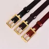 Toppsäljande damer Pure Copper Square Buckle Classic Luxury Belt Female Head Leather Needle Women's Girdle Korean Leisure Simple Trendy Pants Midjeband