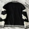Ezgaga Sweater Jumper Women Cow Contrast Korean O-Neck Long Sleeve Loose Outwear Ladies Knitted Cardigan Fashion Ladies Tops 210430