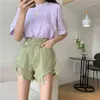 Retro hög midja jeans shorts kvinnor sommar chic vit shorts denim rippade kort sexig harajuku streetwear kort byxor 210412