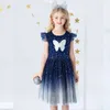 Baby flicka sommar klänning flygande ärm födelsedagsfest klänning för tjejer prinsessan kostym fjäril klänning barn flickor casual wear 3-8y q0716