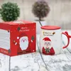 Christmas Gift Cartoon Cups Santa Claus Printed Lid Spoon Creative Lovely Porcelain Cups Office Cute Fashion Coffee Cups Mugs byseaLLE11750