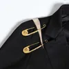 DwoTyle Fold Fit Black Publow Out Pip Sprised Куртка Blazer Отворачивает с длинным рукавом Женщины Пальто моды Осень зима 210930