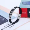 Tennis romantisk elektrokardiogrammönster svart silikon armband armband för män rostfritt stål charms manliga armband smycken gåvor