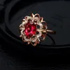 Fedi nuziali 2021 arrivo oro rosa colore vintage delicato anello di fidanzamento con zirconi rossi per le donne gioielli alla moda