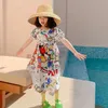 Peuter meisjes cartoon strand jurk voor zomer katoenen print ins boutique kleding kinderen mooie outfit 210529