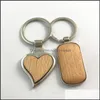 Key Rings Jewelry Metal Wood Keychains Chain Ring Round Heart Rec Simple Diy Blank Wooden Car Pendant Holder Fashion Gifts Keyrings Drop Del