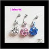 Bell D0153 3 Colors Belly Button Navel Rings Body Piercing Jewelry Dangle Fashion Charm Lovely Cz Stone Steel 10Pcslot 5Eh4I 6Djxq1600807