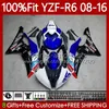 Injection Fairings For YAMAHA YZF-R6 YZF R 6 YZF R6 600 YZF-600 YZFR6 08 09 10 11 12 13 15 16 99No.22 YZF600 2008 2009 2010 2011 2012 2013 2014 2015 2016 OEM body blue glossy blk