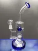 Återvinnare Bong Färgglada glasrökningsvattenrör med fontän Percolator Glass Recycler Hookah 14.4mm Joint Zeusart Shop
