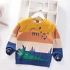 Barntröja Boys Pullover Tröja 2021 Höst Vinter Nya Barn Kläder Tecknad Dinosaur Bomull Baby Sweater Toddler Jumper Y1024