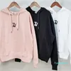 Fashion-Women Hoodie Sweather Long Sleeve Printed 3color With Drawstring Loose Sweathers Pink Black White
