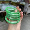 Bangle 100% prawdziwa bransoletka jadeiła pełna zielona jadeite jasper bransoletki fit dorosłe kobiety biżuteria para biżuterii