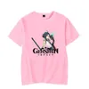 Aikooki Genshin Impact Tシャツファッション半袖ヒップホップ原宿Genshin Impact Men's Tシャツ特大トップスカジュアルTシャツY0901