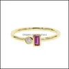 結婚指輪ジュエリーの繊細なダニティの最小限のクリスマスギフト薄いバンドゴールドカラー2ピース白紫色のクリスタルストーンリングドロップデリバリー2021 SE