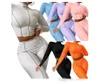 Kvinnor Casual 2 Två Piece Set Sticka Sportkläder Jogging Suit High Waist Yoga Tracksuits Slim Fit Winter Running Kläder S-XXL