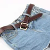 Kvinnor Äkta läderbälte Röda Dam Fashion Pinless Buckle Bälten för Jean Dress Luxury Brand Högkvalitativ Kvinna Jeans Bälte G220301