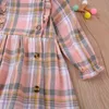 Wiosna Jesień Z Długim Rękawem Sukienka Plaid Frill Dekoracja Dzieci Dress Na Nowy Rok 2022 Party Dresses G1215