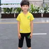 Summer Teens Boy Clothing Sets 4 To 14 Year Feather Embroidery Black White Yellow T Shirt Shorts Two Piece Kids Boy Sport Suit X0802