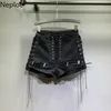 Hohe Taille Lose Frauen Shorts Solide Kordelzug Mode Kurze Weiche Lässige Gerade Jean Sommer 45423 210422