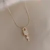 Chaînes Conception 14K Vrai Or Galvanoplastie Micro-incrusté Zircon Clé Clavicule Collier Serrure À Froid Suspendu Ins Vent Colliers Pour Les Femmes