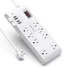 US Stock BESTEK 8-Outlet Plug Protector Protector pasek zasilający z 4 portami USB, 5 V 4.2A, 6-metrowy wyważony przewód przedłużacza A01297F