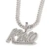 New Arrivals High Quality Gold Plated Bling Ice Out CZ Custom Name Cursive Letters Pendant Necklace With 24inch Rope Chain