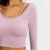 Yoga Outfits Top Women's Sports Bra Fitness Suit Thumb Hole Running T-shirt Long Sleeve U back Sexy Fashion Workout Shirt