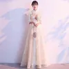 Luxe Prom Jurken Banket Avond Vrouw 2021 Chine Stijl Cheongsam Lange Bridmeisje Middenkroost Welkom Etiquette Miss
