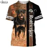 Hx vacker rottweiler jakt 3d print män kvinnor mode t-tröjor hajuku kläder överdimensionerade tee shirts drop 210706