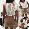 Back V Sexy Lace-up Dames Zomer Tank Tops Kant Vest Mode Camisole Sleevelcasual T-shirt X0507