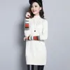 Printemps Automne Robe Femme Coréenne Demi-hauteur Leader Pull rayé Couverture à manches longues Base en tricot es LL512 210506