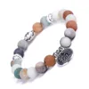 Bracelet Pierre Grosted Stone Volcanic Stone Lotus Om Pendant Bracelet