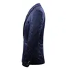 Mens Fashion Geometric Print Velvet Blazer One Button Laple Slim Fit Dress Suit Jacket Party Wedding Dinner Costume Homme 210522