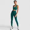 Mulheres 2 Piece Sport Gym Roupas Fitness Set Squat Prova Pant Leggings Sem Emenda Yoga Bra Sportwear Crop Top Active Workout Suit 210802