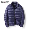 QUANBO Men's Lightweight Packable Down Jacket Breathable Puffy Coat Water-Resistant Top Quality Male Puffer Jacket 211129