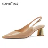 SOPHITINA petit bout carré talon épais femmes sandales dos vide bouche peu profonde chaussures faites à la main quotidien été femme chaussures AO510 210513