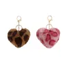 8Pcs/Set Leopard Plush Keychains Pendant Creativity Heart Shaped Key Chain Luggage Decoration Keyring Designer DIY Gift