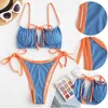 Bikini Sexy 2021, traje de baño sólido con cordones, traje de baño femenino para mujer, Mini conjunto de Bikini con Tanga, ropa de playa para nadar, traje de baño para mujer