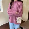 Koreaanse Casual Mode Gebreide Vrouwen Truien Lange Mouwen Mock Neck Solid Pullovers Tops Zachte Warme Dames Jumpers 210513
