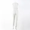 Kvinnors Jumpsuits Rompar Kvinnor Ärmlös Jumpsuit Casual Loose Byxor Modig Sommar Svart Combinaison Långben Byxor Bodysuit Wit