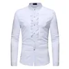 Mens Ruffle Tuxedo Robe Chemises Brand New Slim Fit À Manches Longues Col Montant Chemise Hommes Prom Performing Vêtements De Mariage