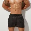 브랜드 망 짧은 바지 남성용 Drawstring 반투명 통기성 해변 반바지 주머니 Hombre Maillot de Bain Da Bagno Uomo